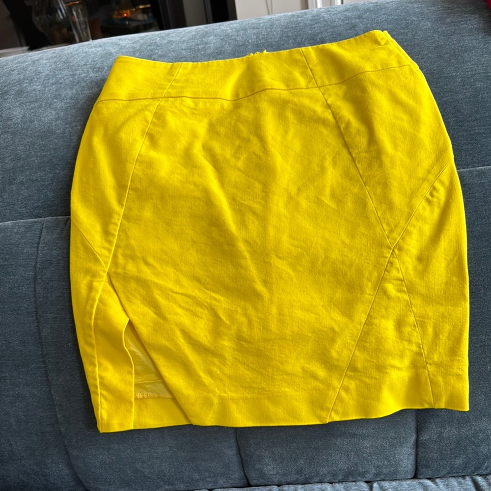 Versace Collection Yellow Asymmetrical Mini Pencil Skirt